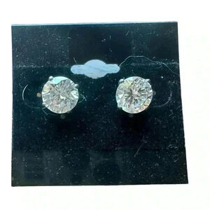 Sterling Silver Simulated Diamond Stud Earrings 2 Carat